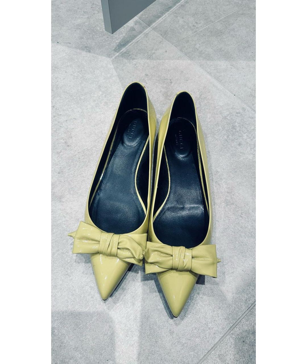 GUCCI Желтые кожаные балетки, фото 2