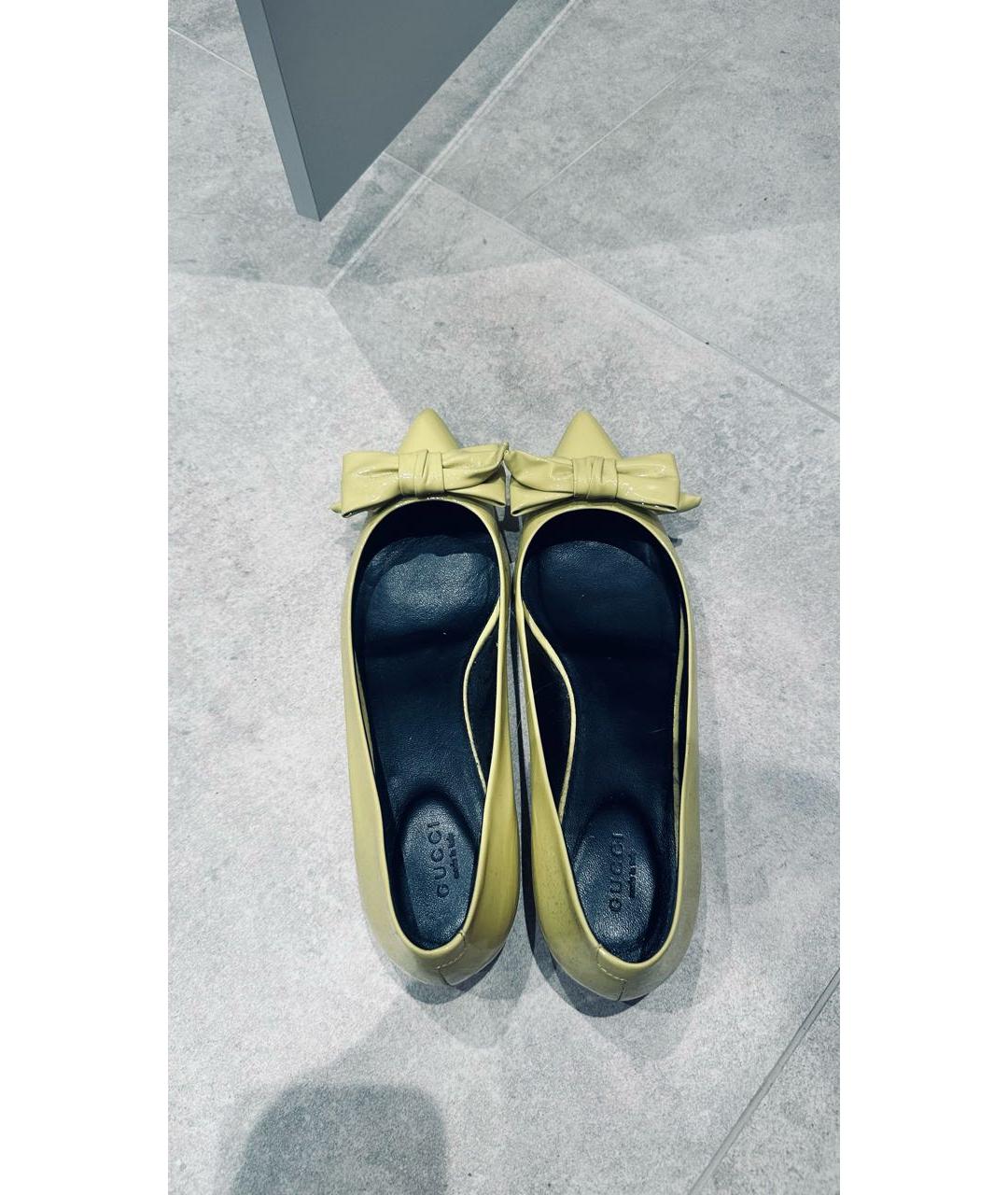 GUCCI Желтые кожаные балетки, фото 3