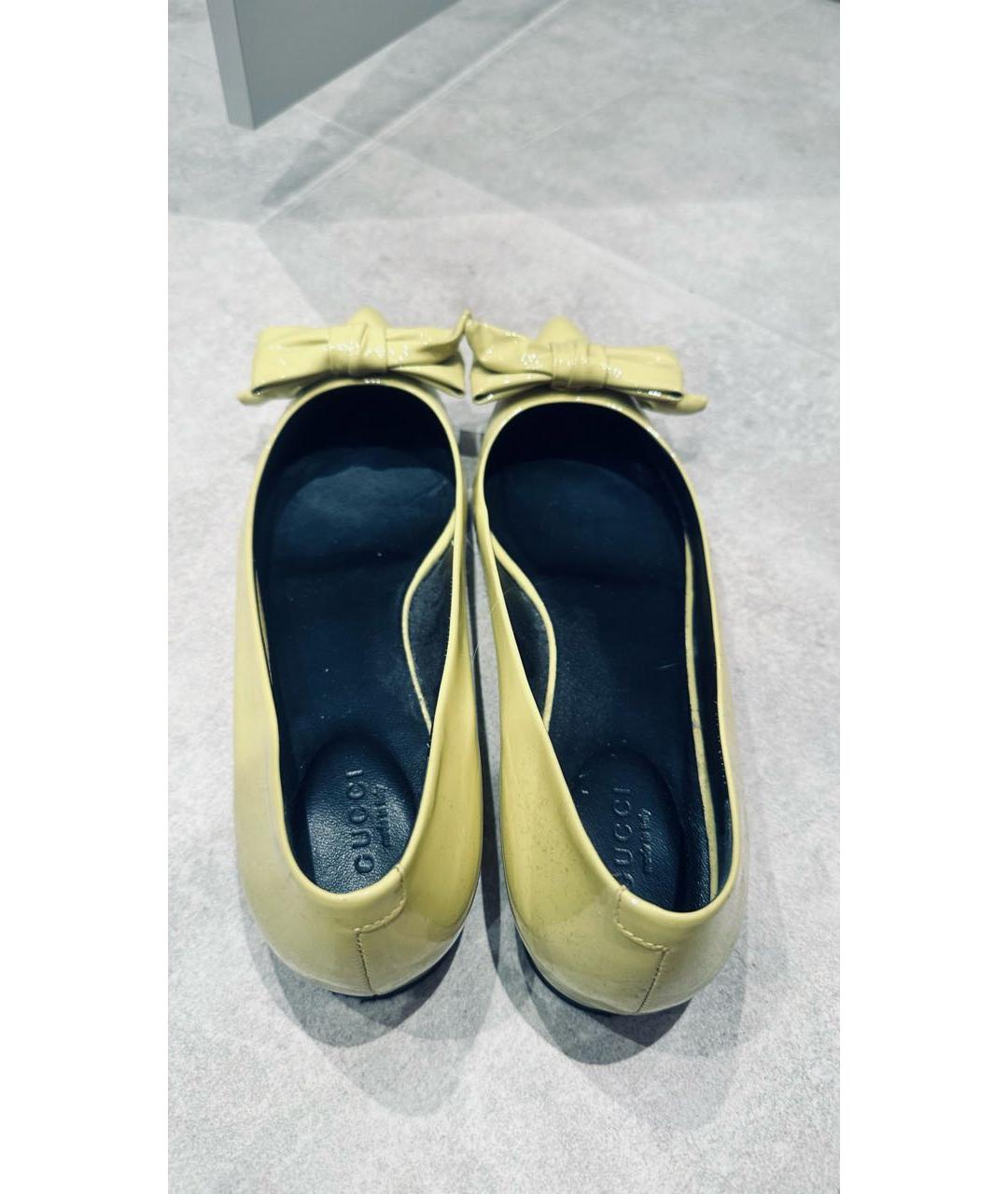 GUCCI Желтые кожаные балетки, фото 4