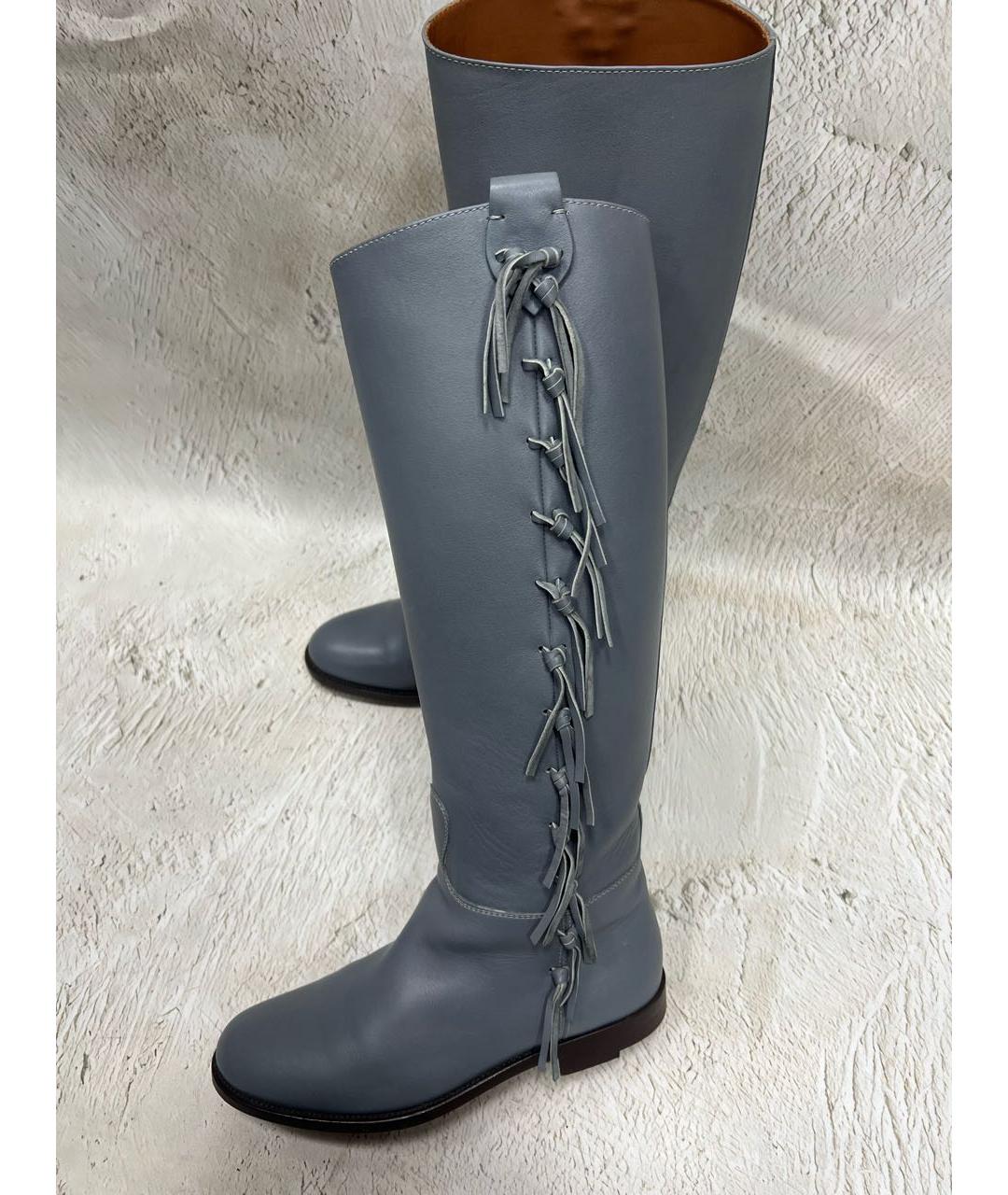 VALENTINO Голубые кожаные сапоги, фото 4