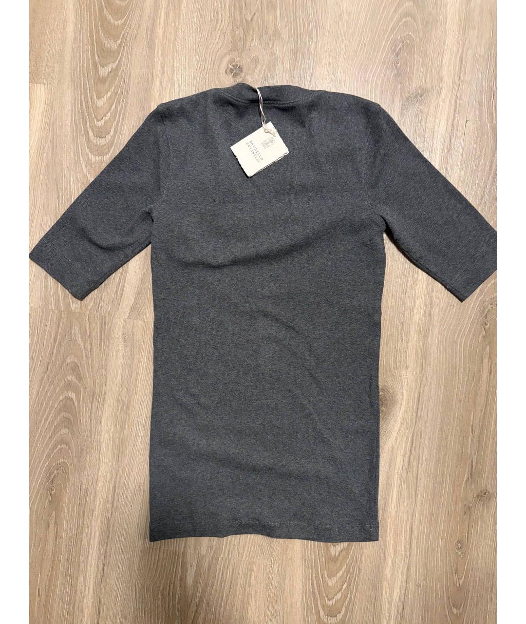 BRUNELLO CUCINELLI Антрацитовый хлопко-эластановый джемпер / свитер, фото 3
