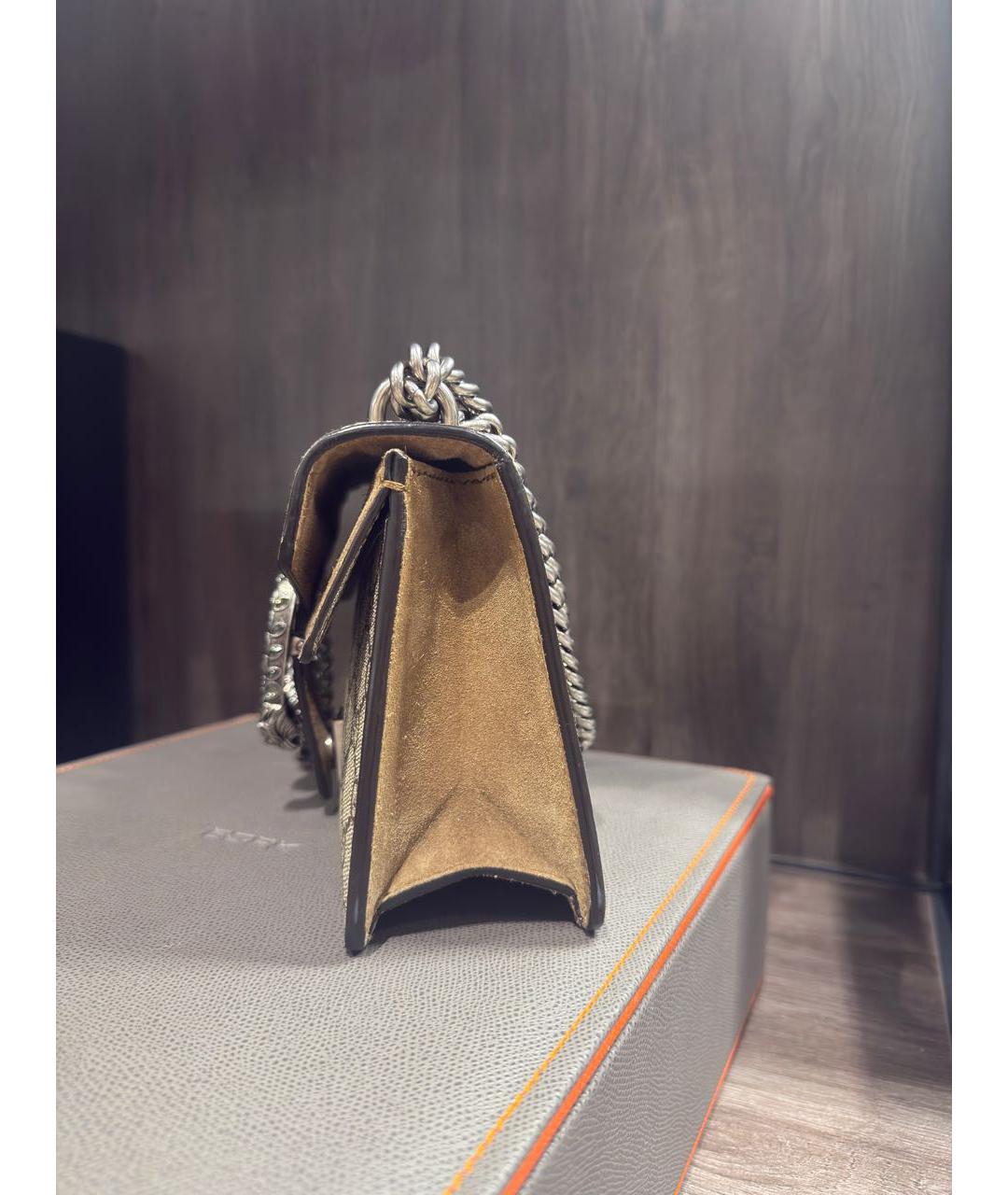 GUCCI Бежевая сумка через плечо из канвы, фото 2