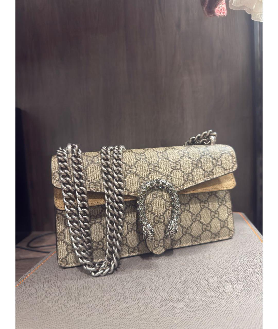 GUCCI Бежевая сумка через плечо из канвы, фото 8