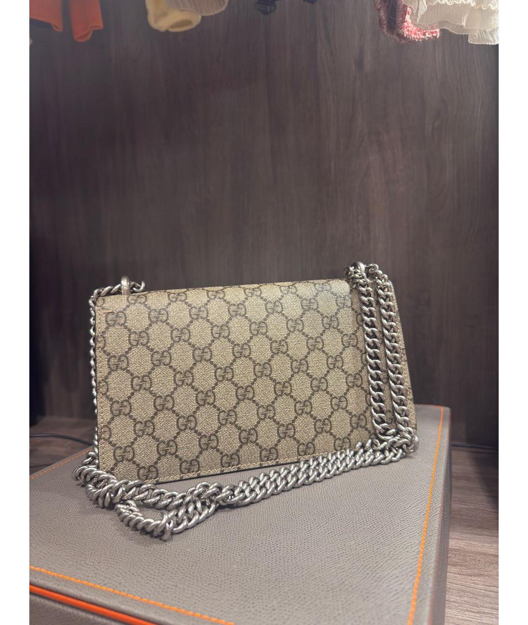 GUCCI Бежевая сумка через плечо из канвы, фото 3