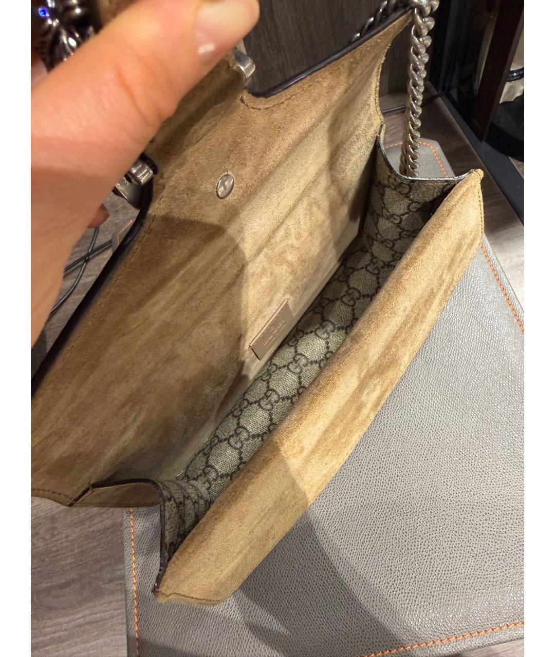 GUCCI Бежевая сумка через плечо из канвы, фото 4
