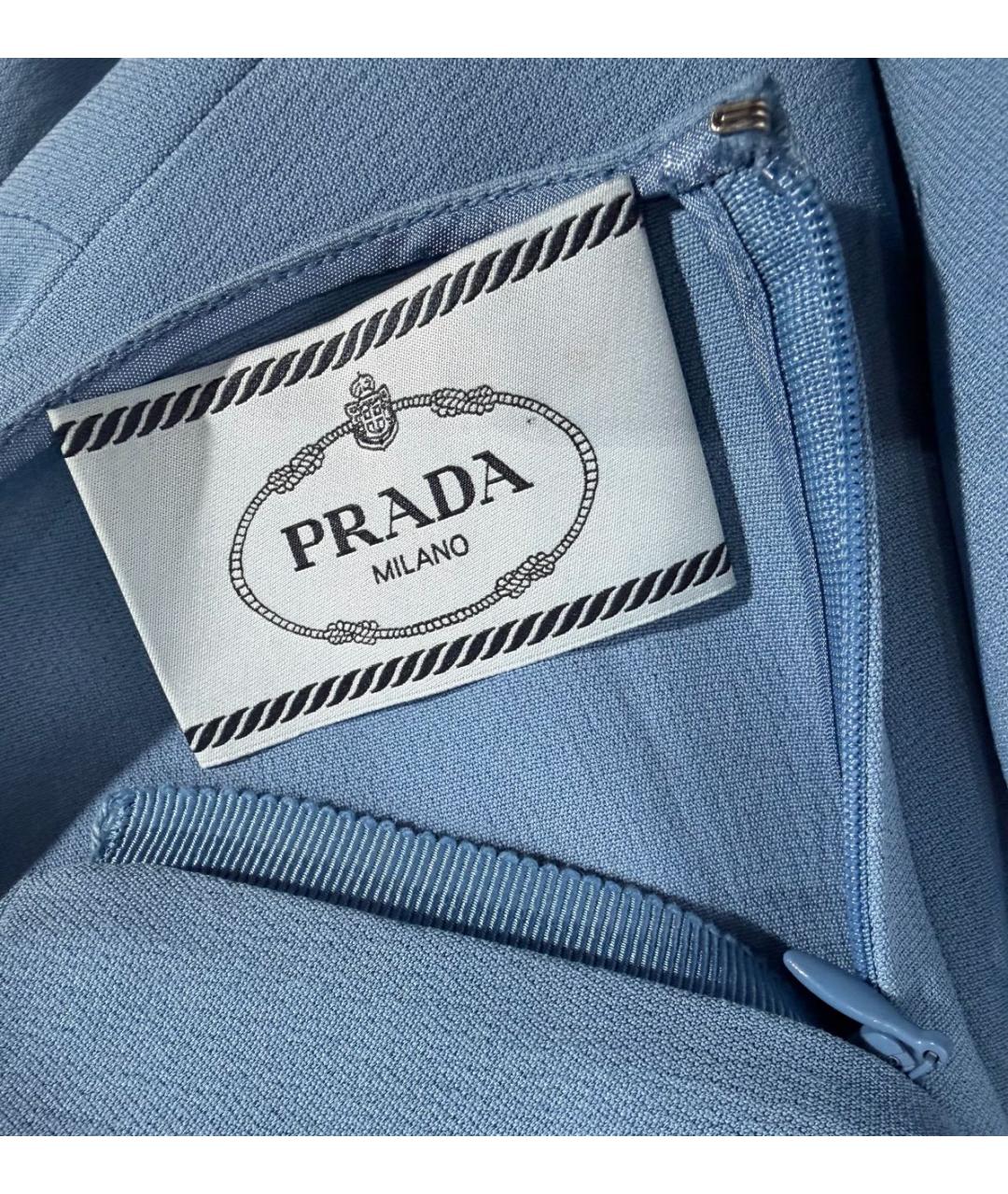 PRADA Голубое вискозное коктейльное платье, фото 3