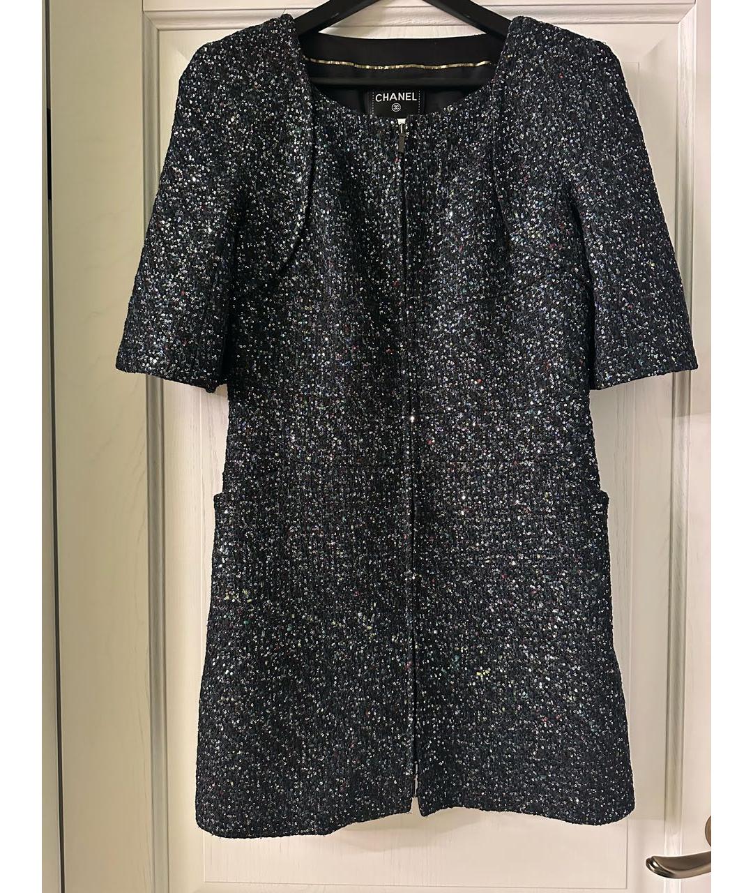 CHANEL Черное полиэстеровое коктейльное платье, фото 6