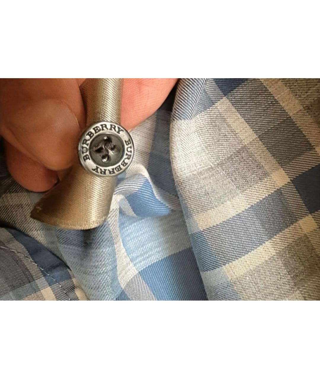 BURBERRY Голубая хлопковая кэжуал рубашка, фото 5