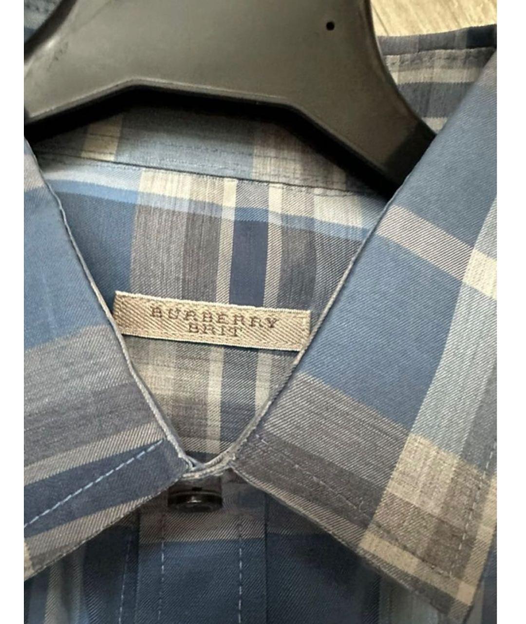 BURBERRY Голубая хлопковая кэжуал рубашка, фото 3