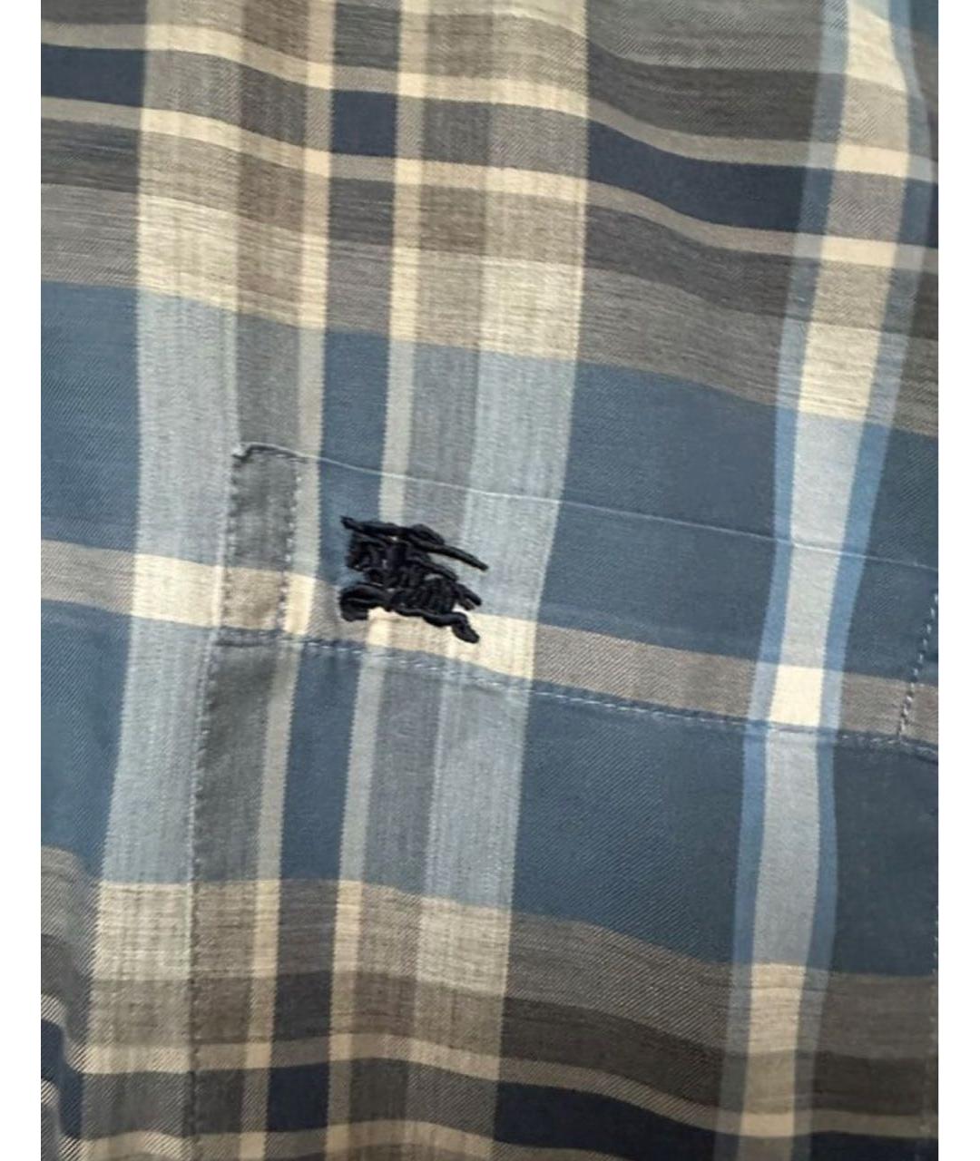 BURBERRY Голубая хлопковая кэжуал рубашка, фото 6
