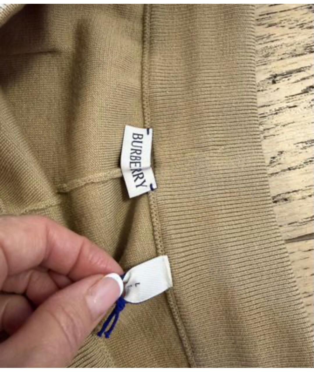 BURBERRY Бежевые шерстяные брюки широкие, фото 4