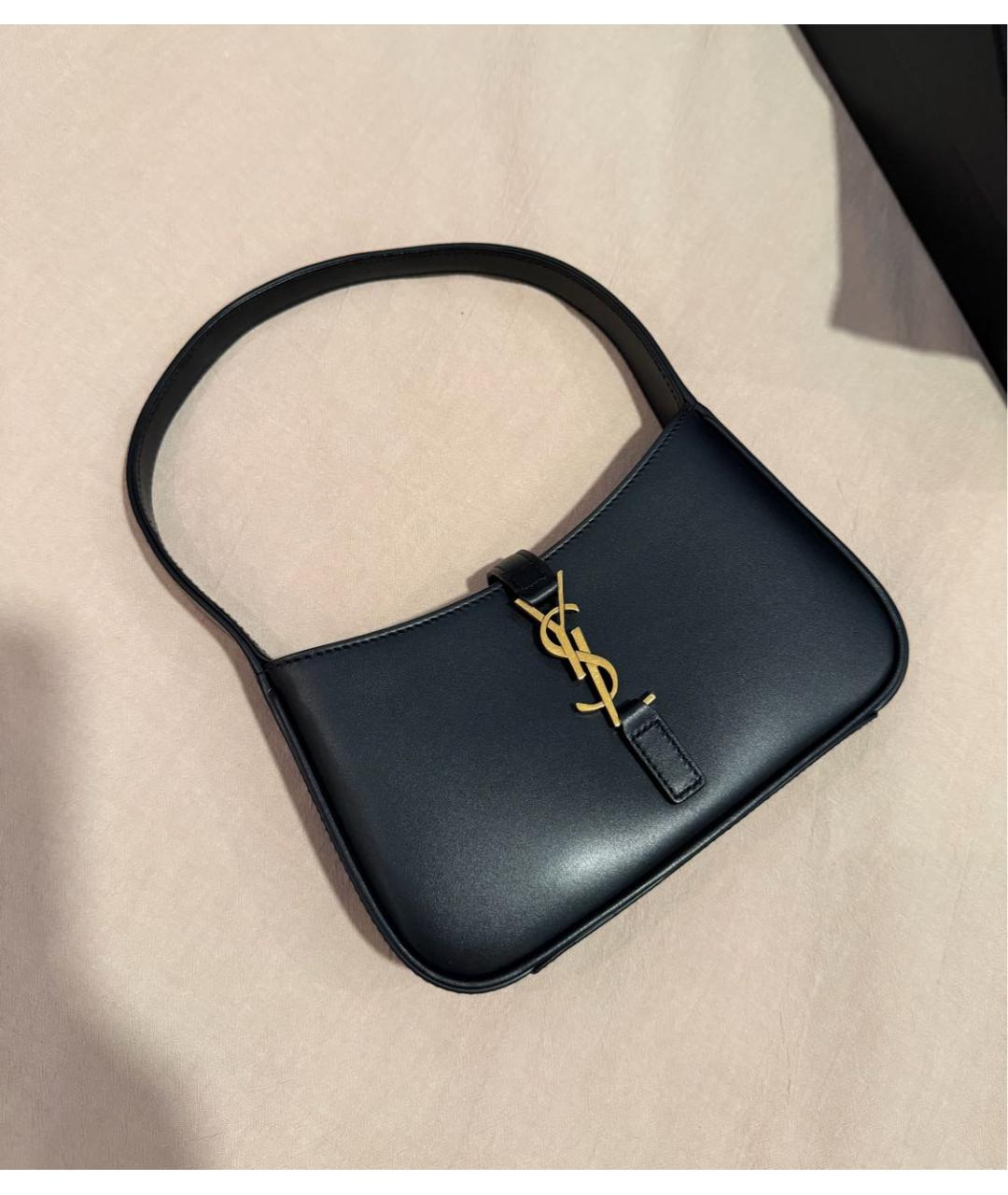 SAINT LAURENT Черная кожаная сумка с короткими ручками, фото 9