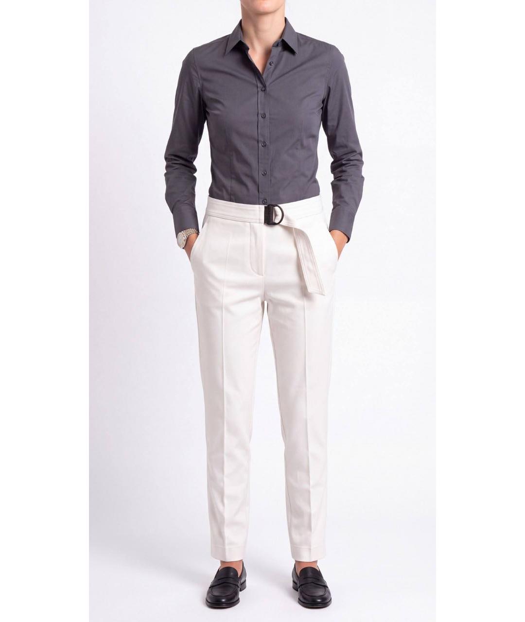 BRUNELLO CUCINELLI Белые хлопко-эластановые брюки узкие, фото 4