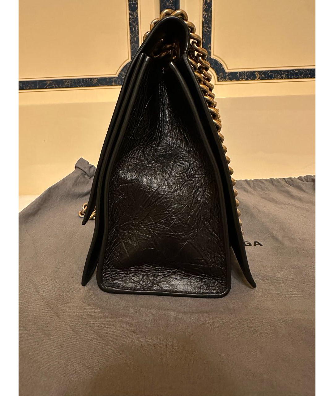 BALENCIAGA Черная кожаная сумка через плечо, фото 4