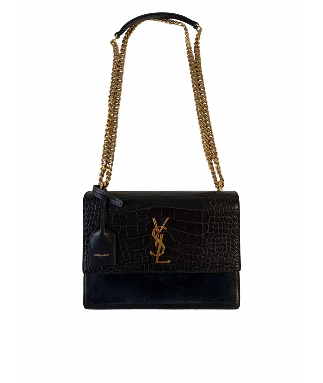 SAINT LAURENT Темно-синяя кожаная сумка через плечо, фото 1