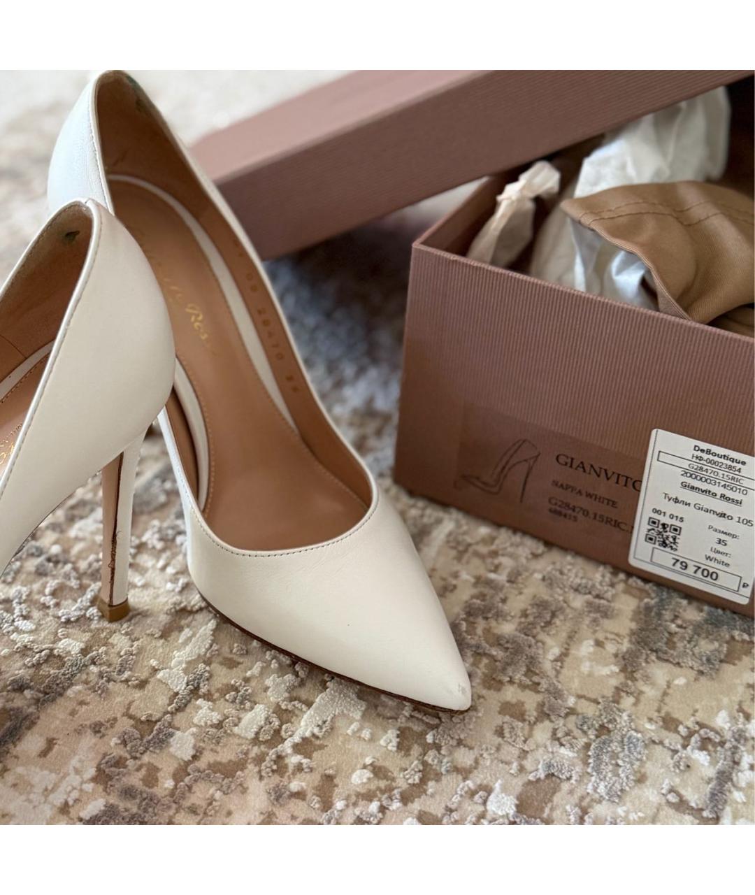GIANVITO ROSSI Белые кожаные туфли, фото 8
