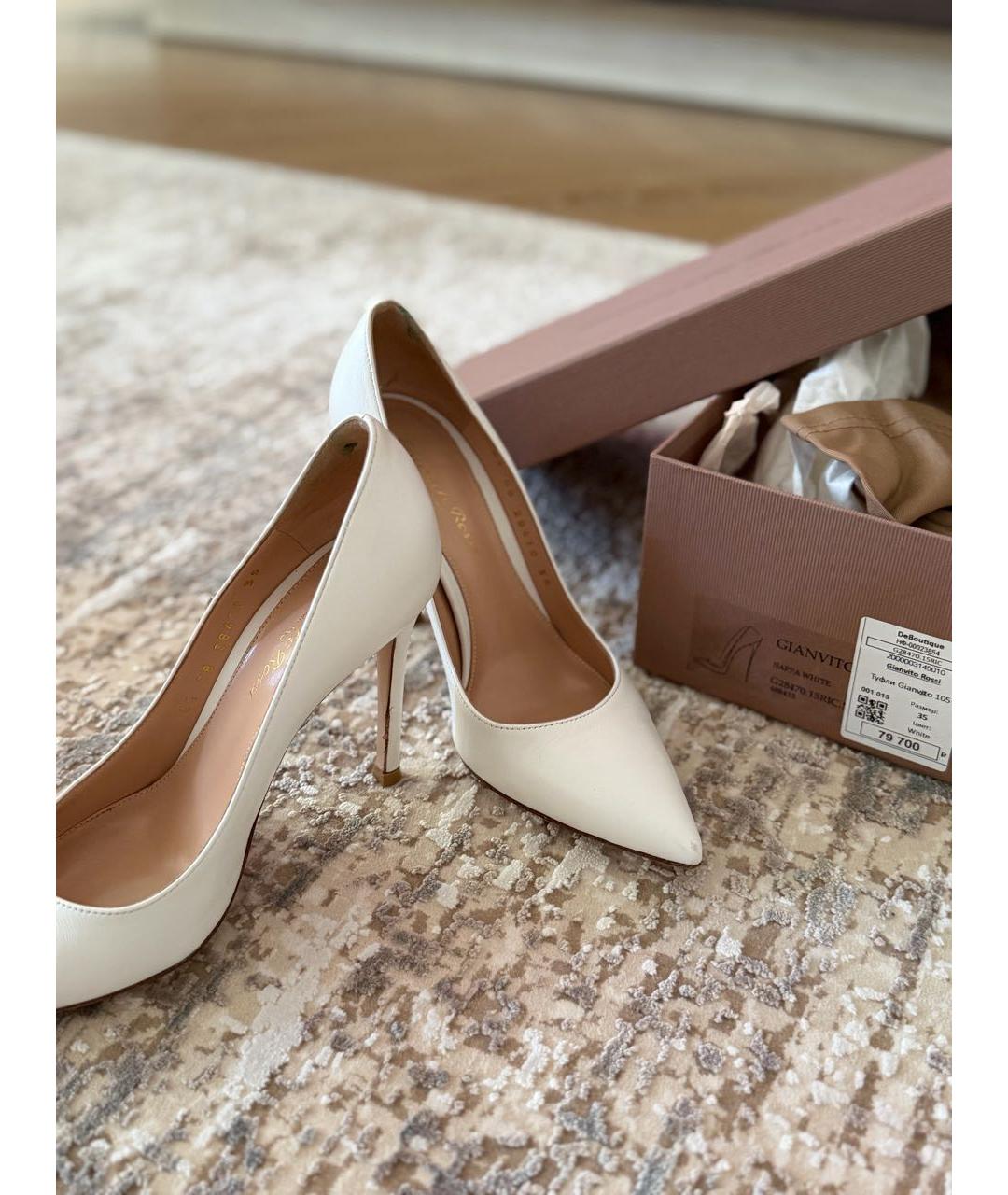 GIANVITO ROSSI Белые кожаные туфли, фото 6
