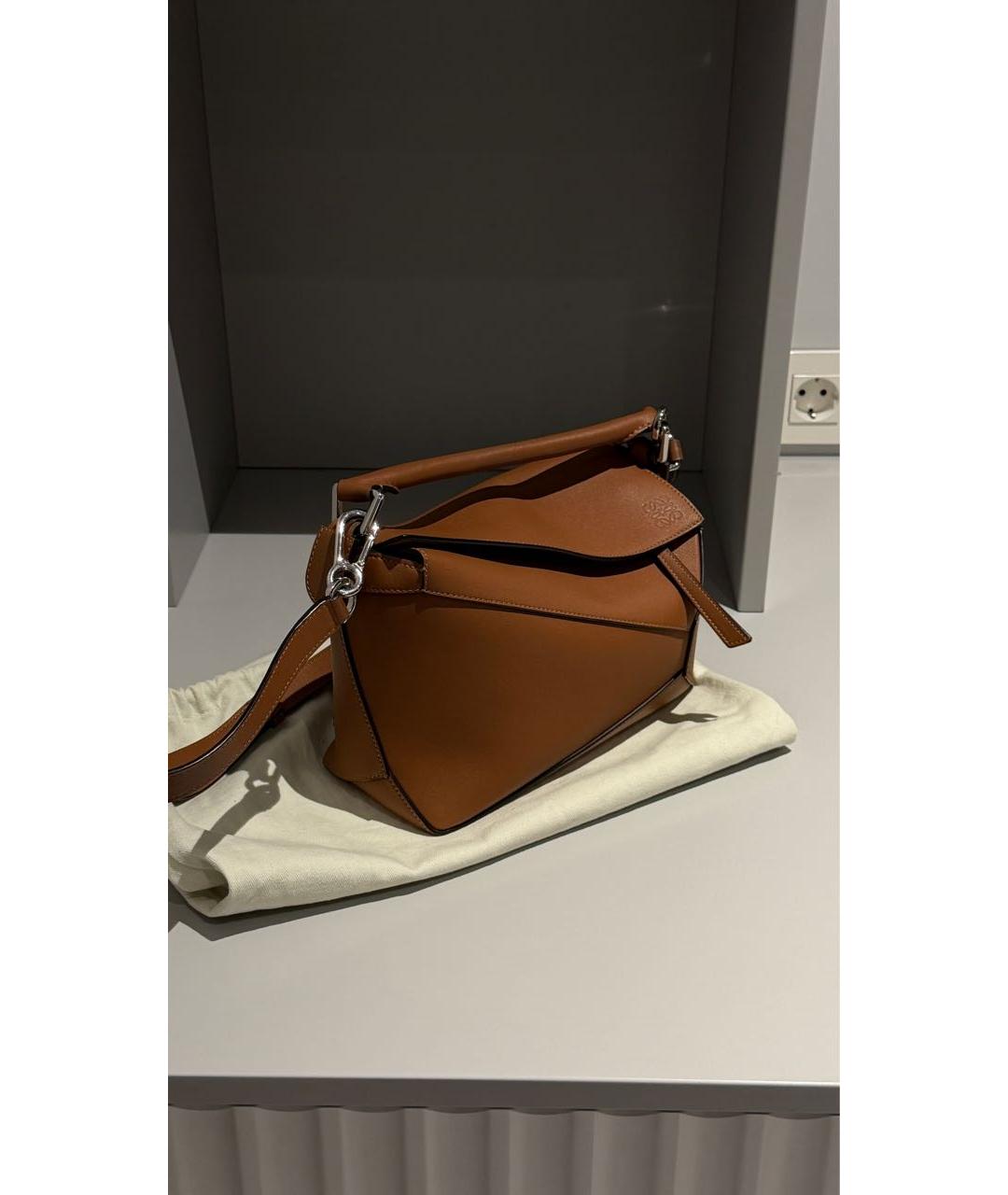 LOEWE Коричневая кожаная сумка с короткими ручками, фото 2