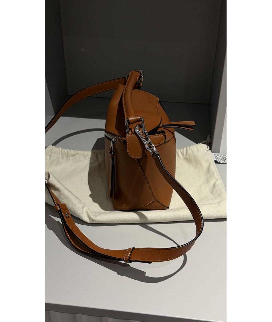 LOEWE Коричневая кожаная сумка с короткими ручками, фото 5
