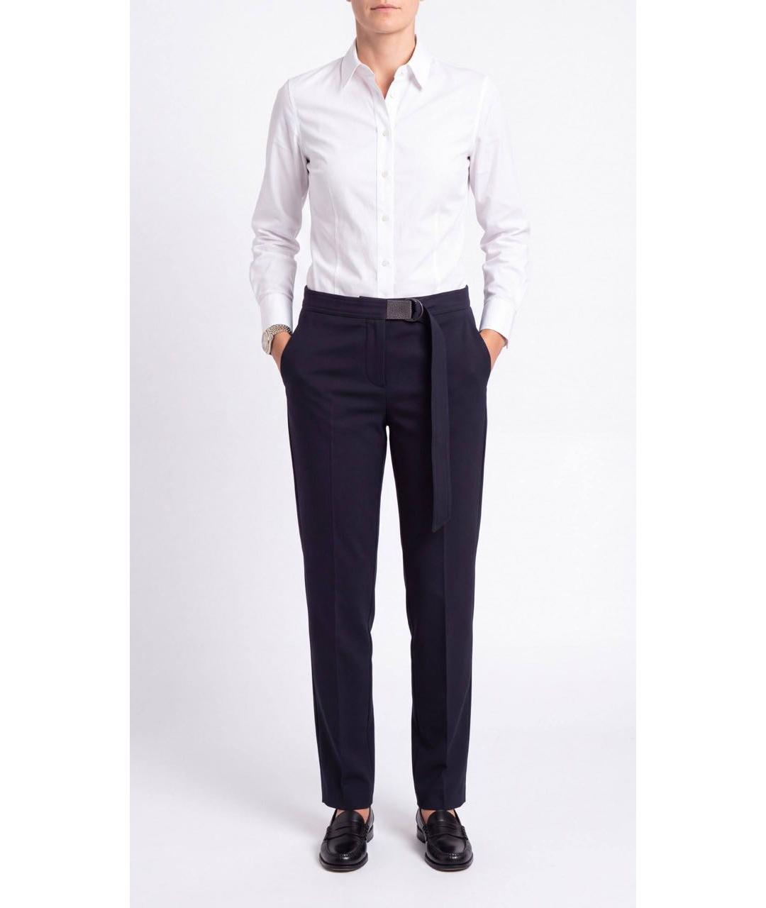 BRUNELLO CUCINELLI Темно-синие шерстяные брюки узкие, фото 4