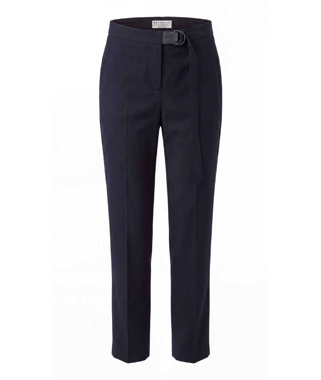 BRUNELLO CUCINELLI Темно-синие шерстяные брюки узкие, фото 1