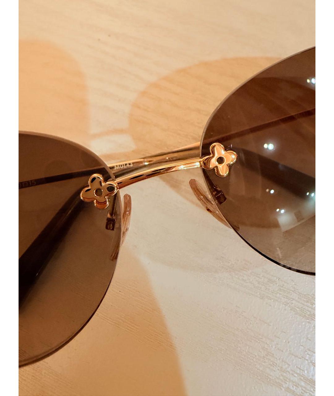 LOUIS VUITTON Коричневые металлические солнцезащитные очки, фото 4