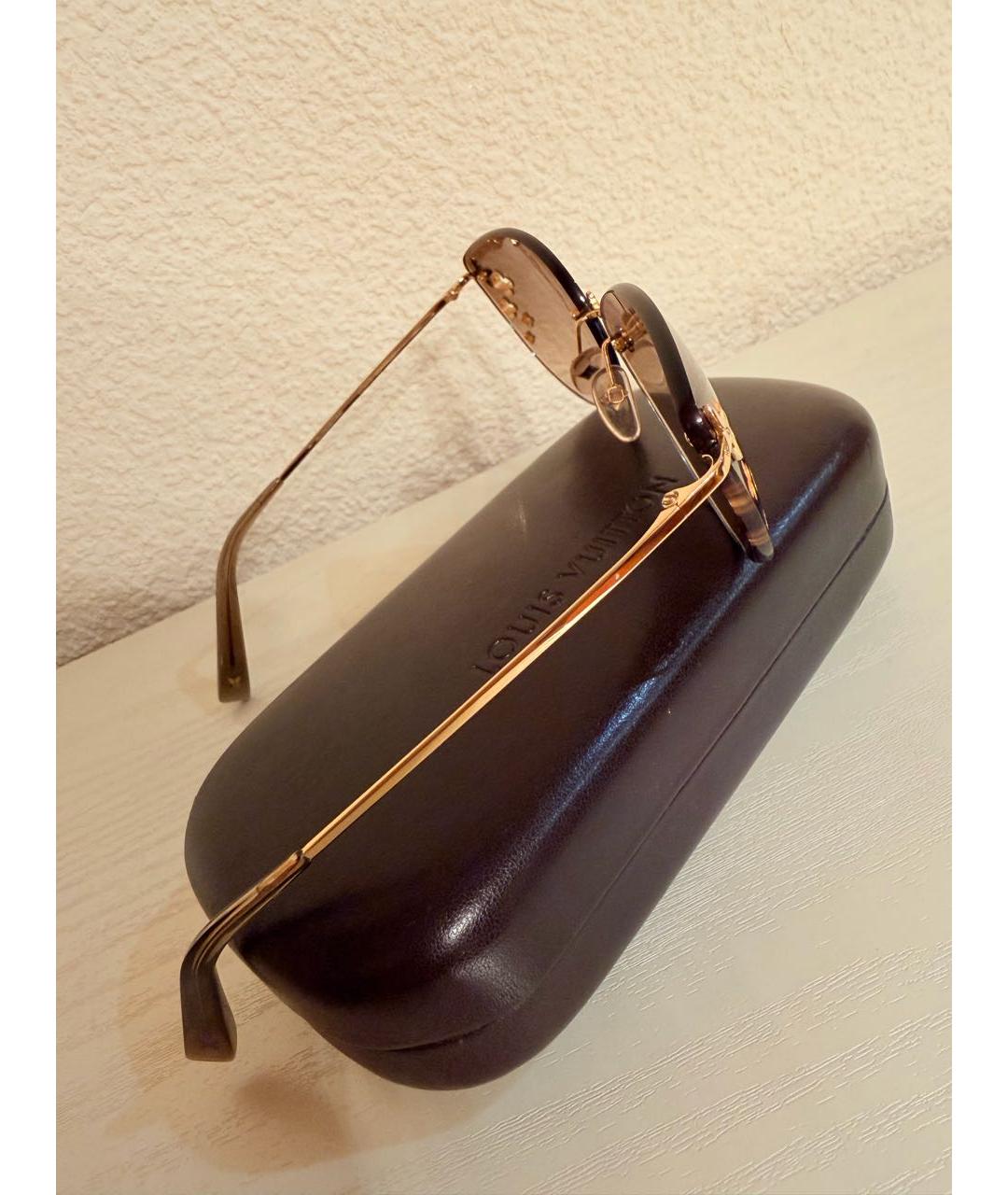 LOUIS VUITTON Коричневые металлические солнцезащитные очки, фото 2
