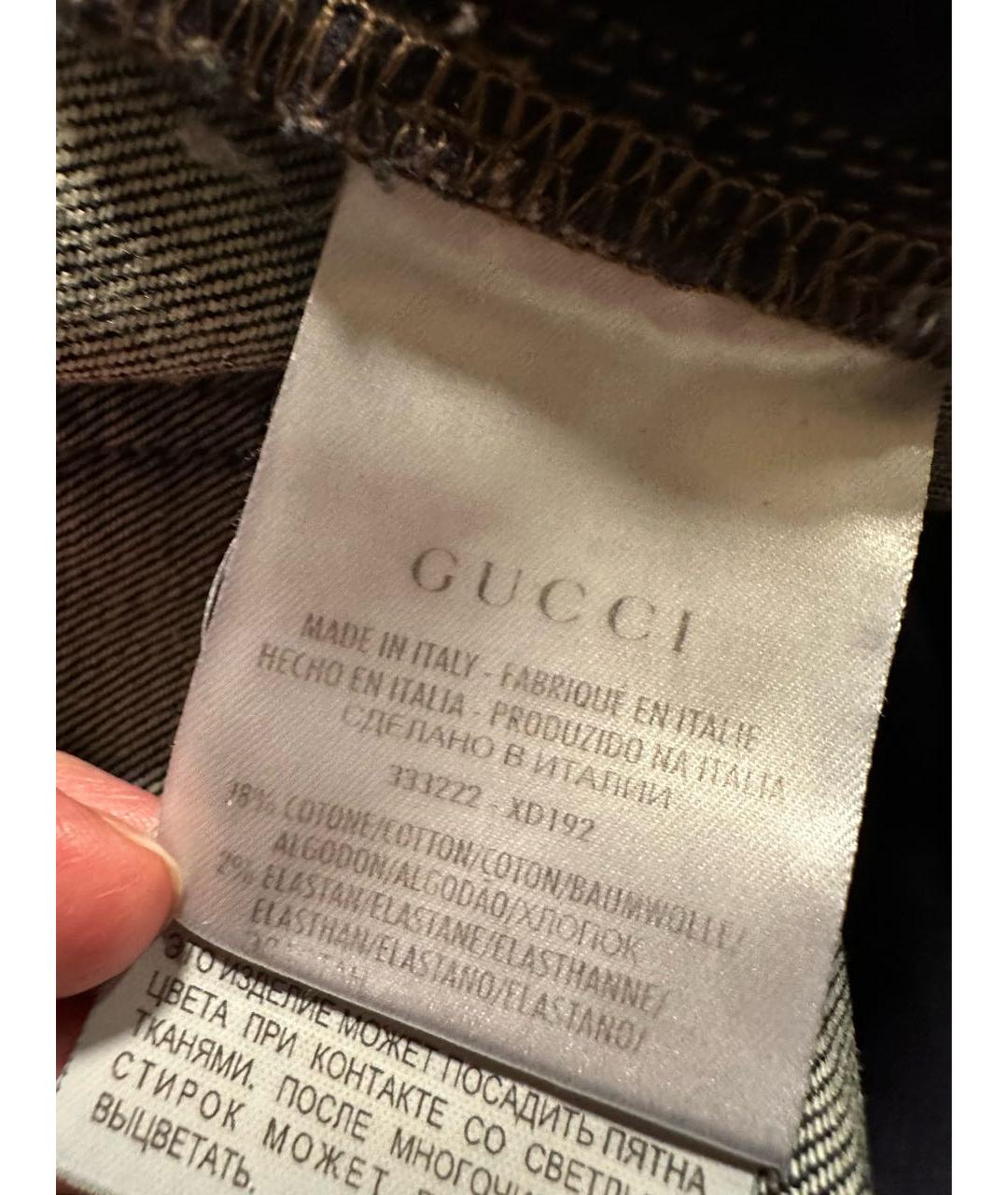 GUCCI Темно-синие хлопко-эластановые джинсы слим, фото 7