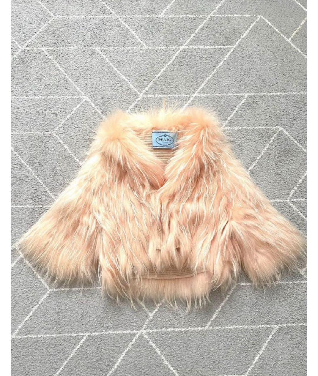 PRADA Бежевая меховая шуба, фото 2