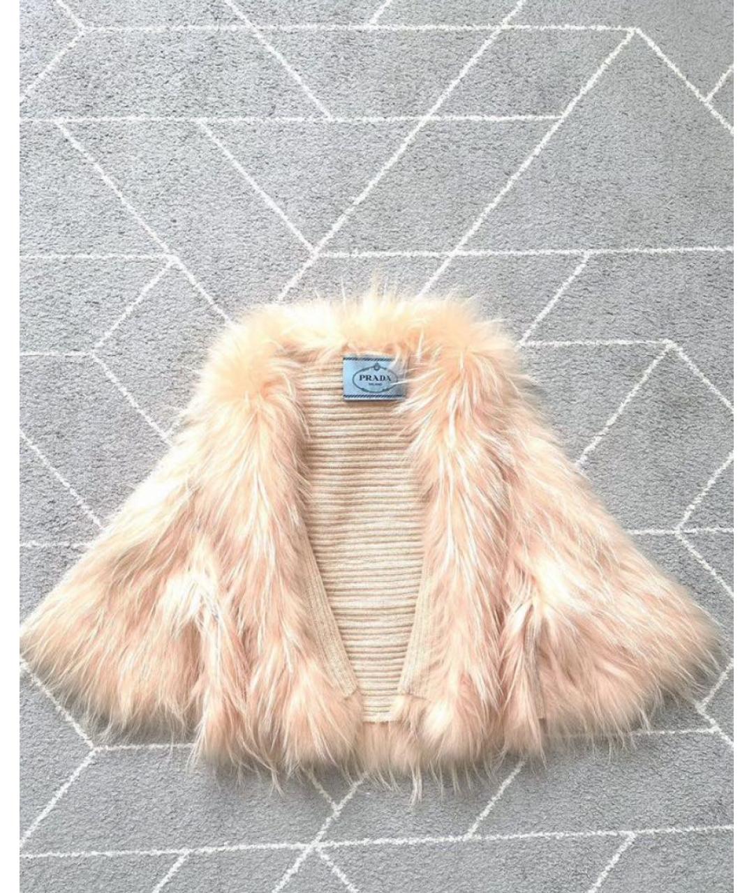 PRADA Бежевая меховая шуба, фото 5