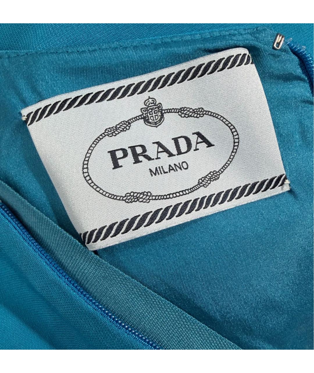 PRADA Голубое вискозное коктейльное платье, фото 3