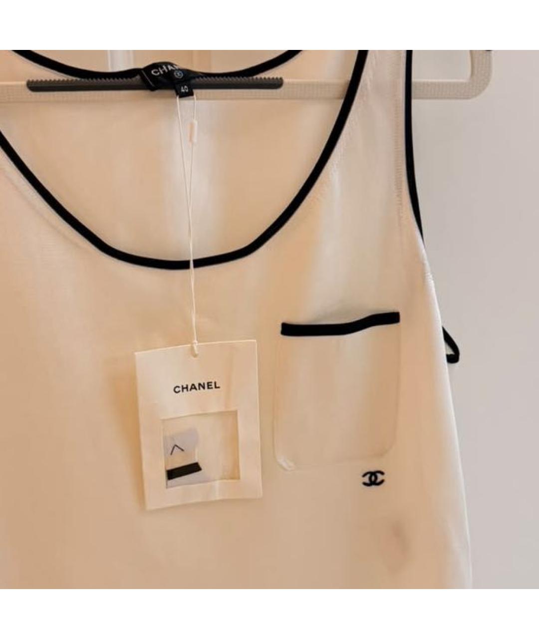 CHANEL Белая шелковая майка, фото 2