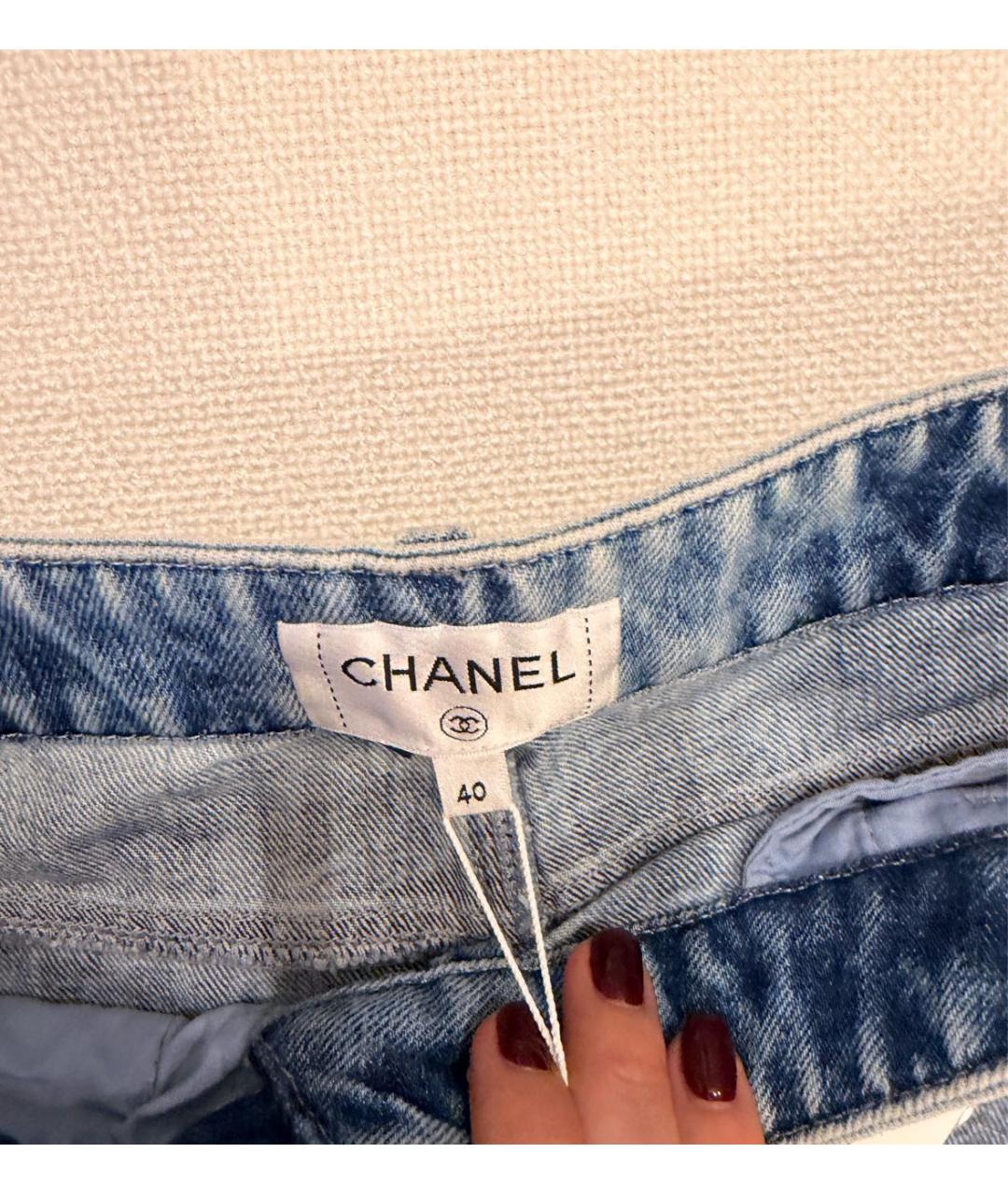 CHANEL Голубые хлопковые прямые джинсы, фото 2