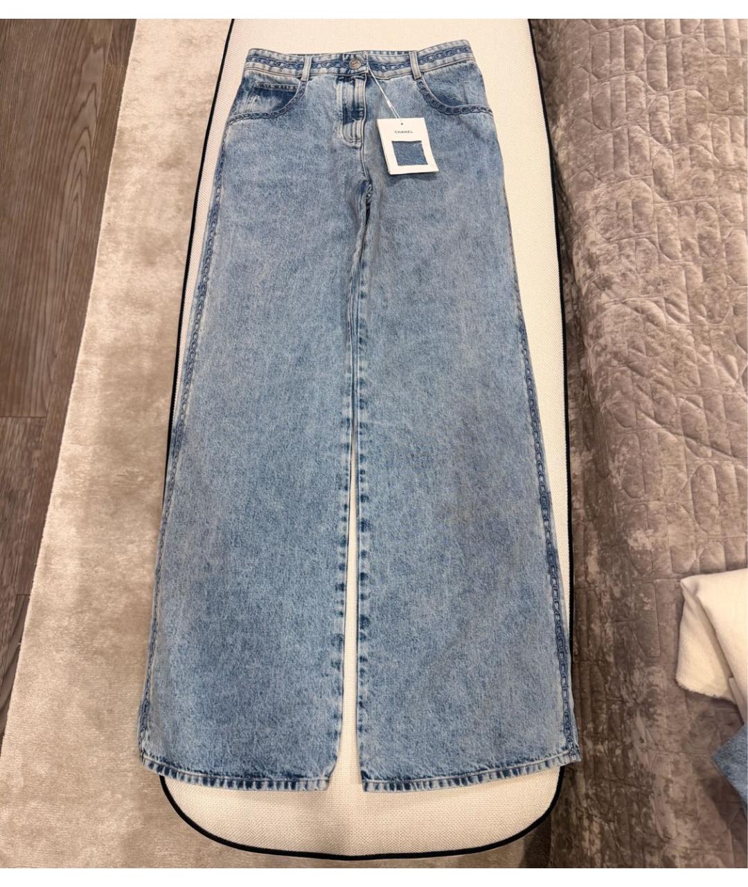 CHANEL Голубые хлопковые прямые джинсы, фото 3
