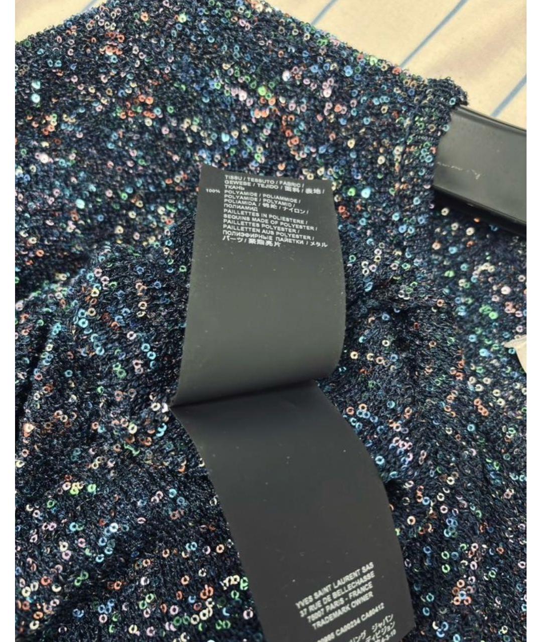 SAINT LAURENT Темно-синее полиэстеровое коктейльное платье, фото 5