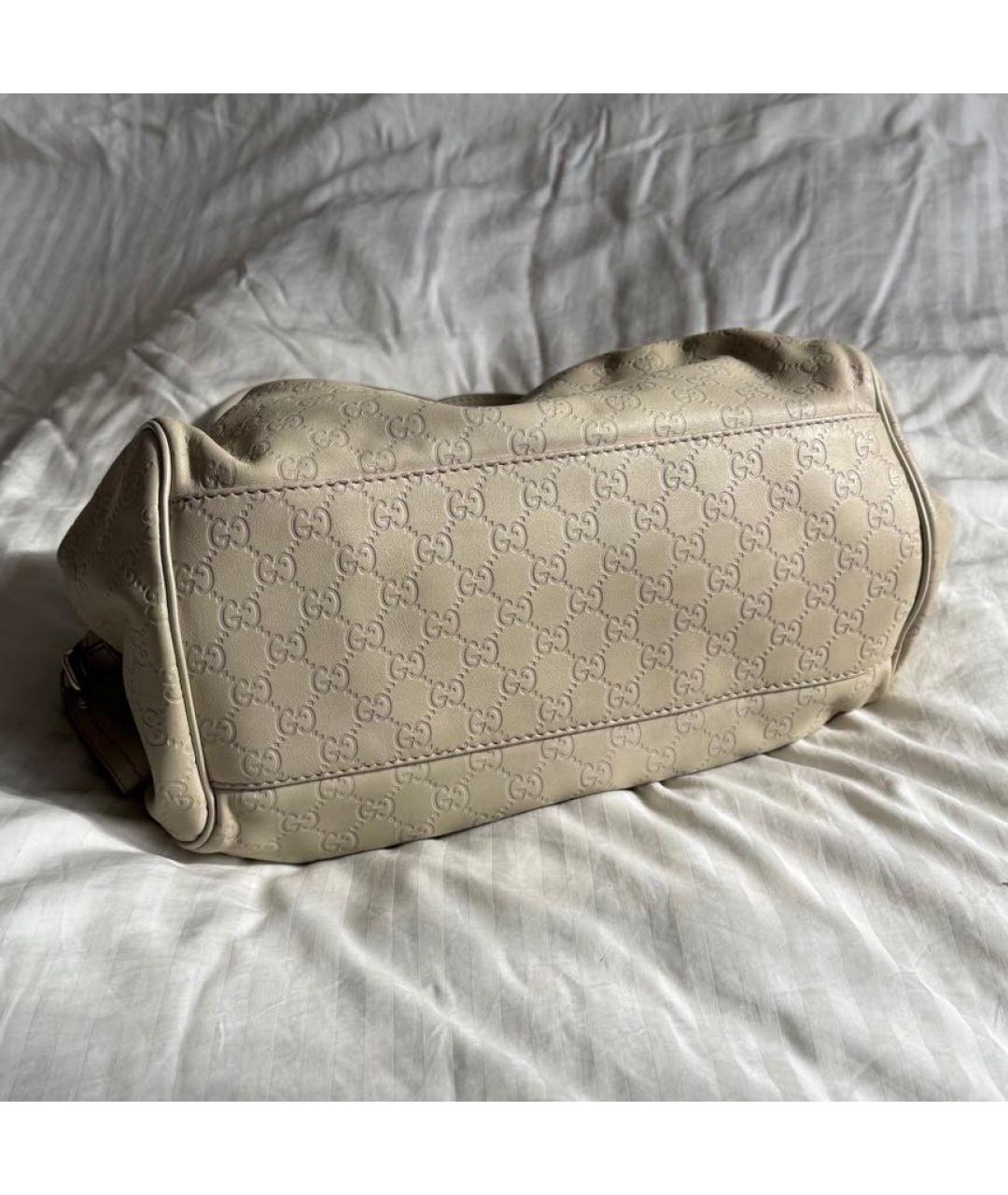 GUCCI Бежевая кожаная сумка с короткими ручками, фото 5