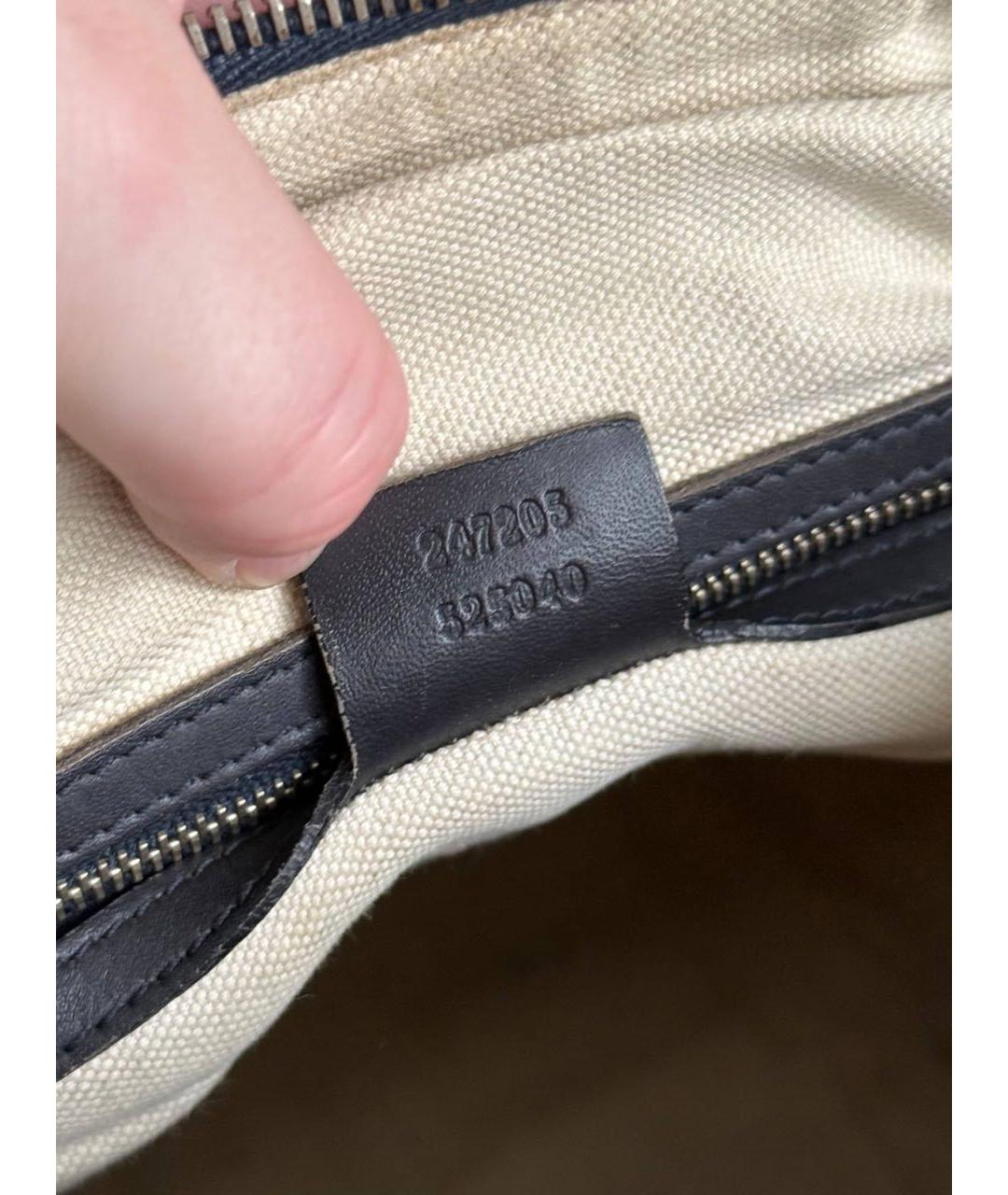 GUCCI Темно-синяя сумка с короткими ручками из канвы, фото 8