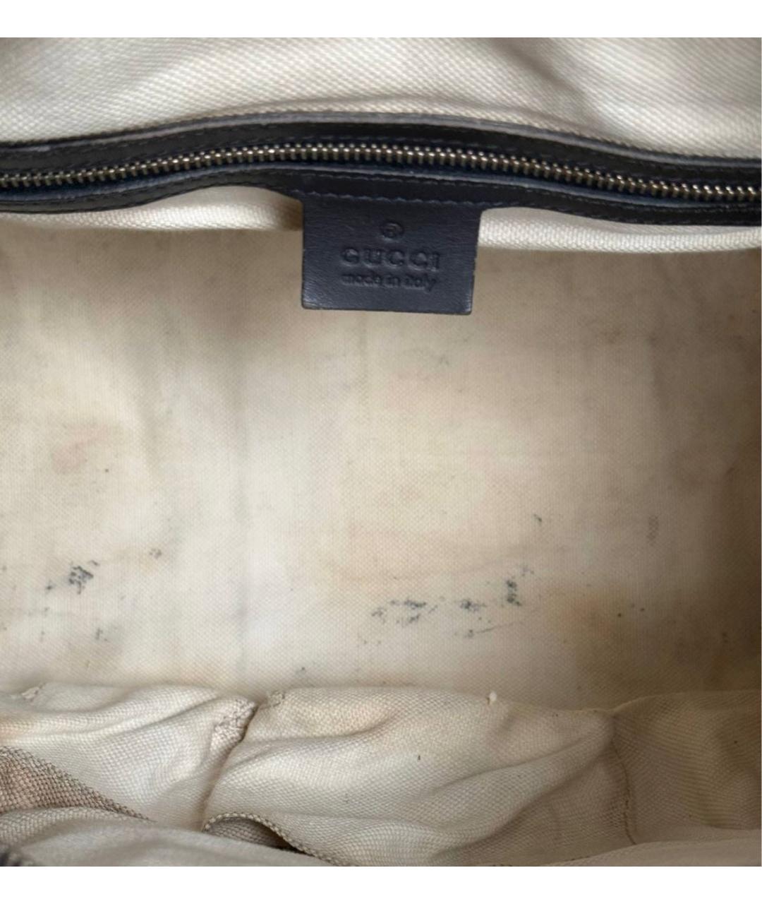 GUCCI Темно-синяя сумка с короткими ручками из канвы, фото 6