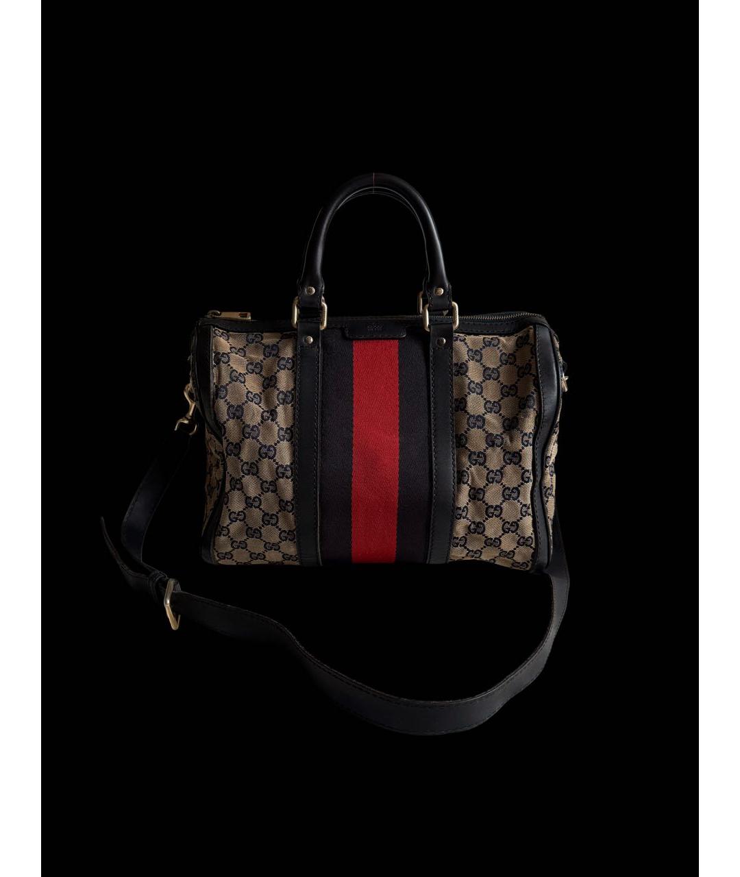 GUCCI Темно-синяя сумка с короткими ручками из канвы, фото 9