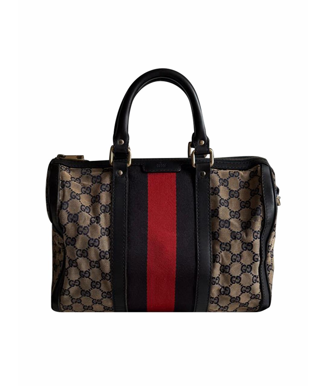 GUCCI Темно-синяя сумка с короткими ручками из канвы, фото 10