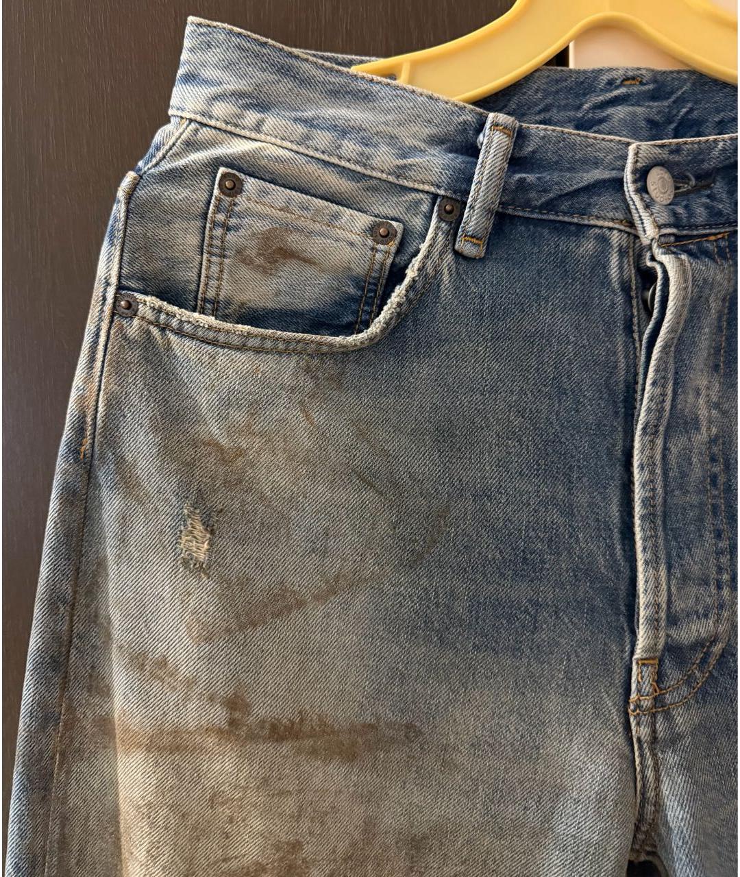 ACNE STUDIOS Голубые хлопковые прямые джинсы, фото 4