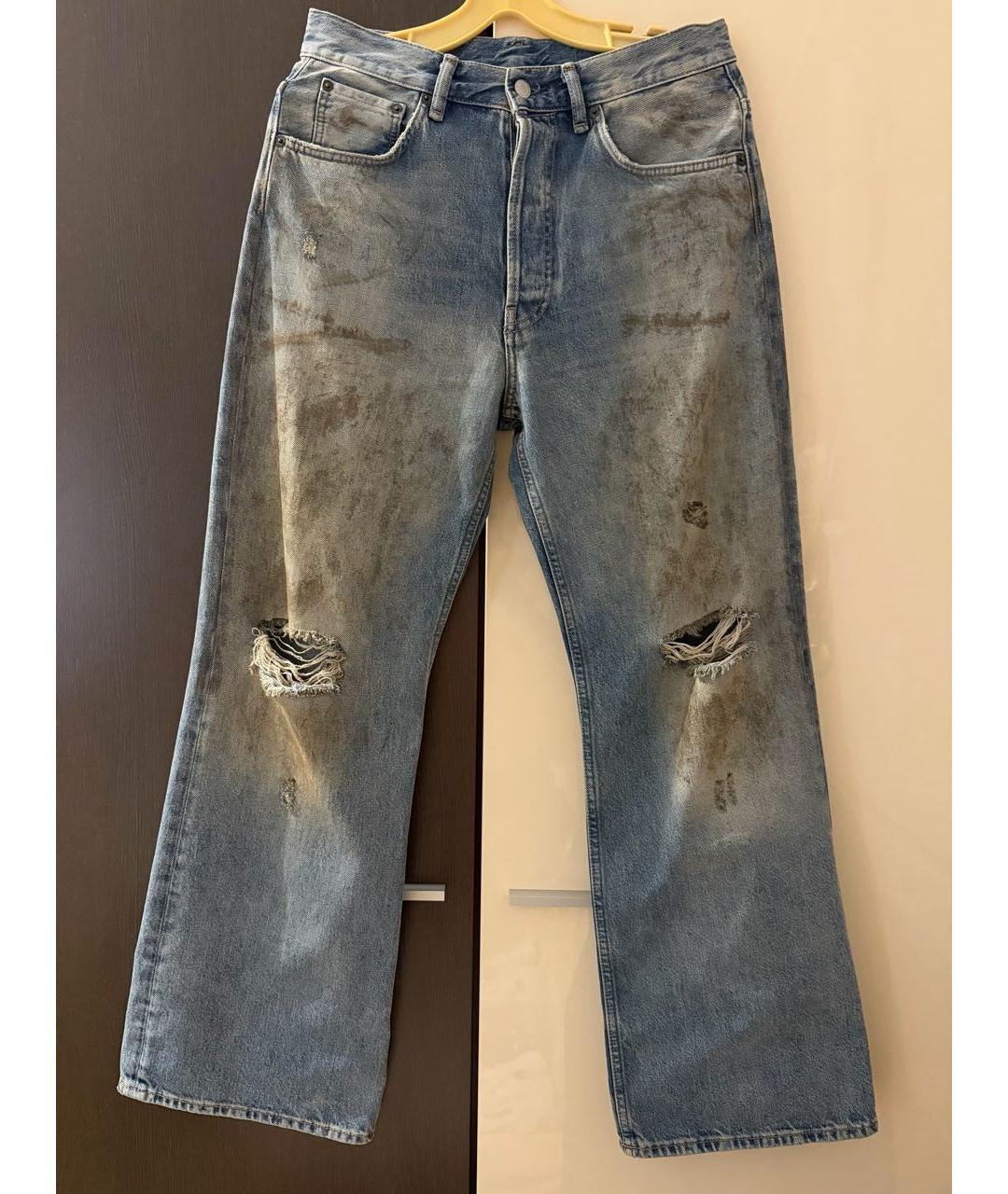 ACNE STUDIOS Голубые хлопковые прямые джинсы, фото 8