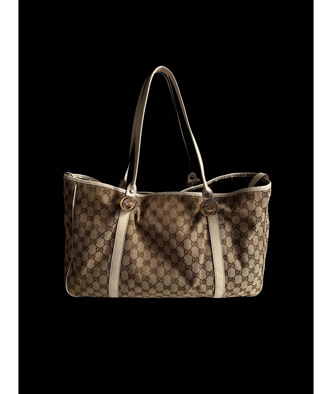 GUCCI Коричневая сумка тоут из канвы, фото 8