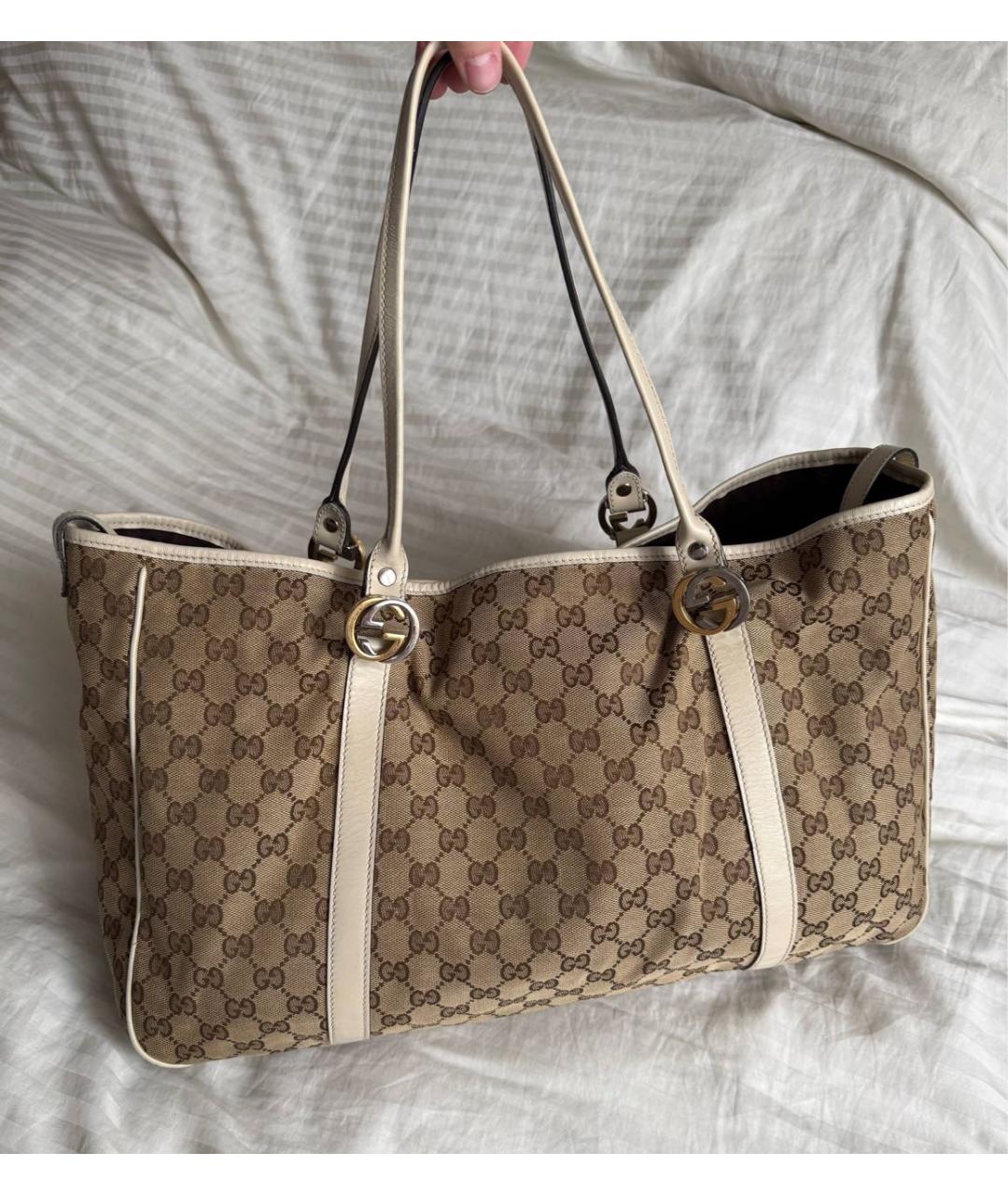 GUCCI Коричневая сумка тоут из канвы, фото 3