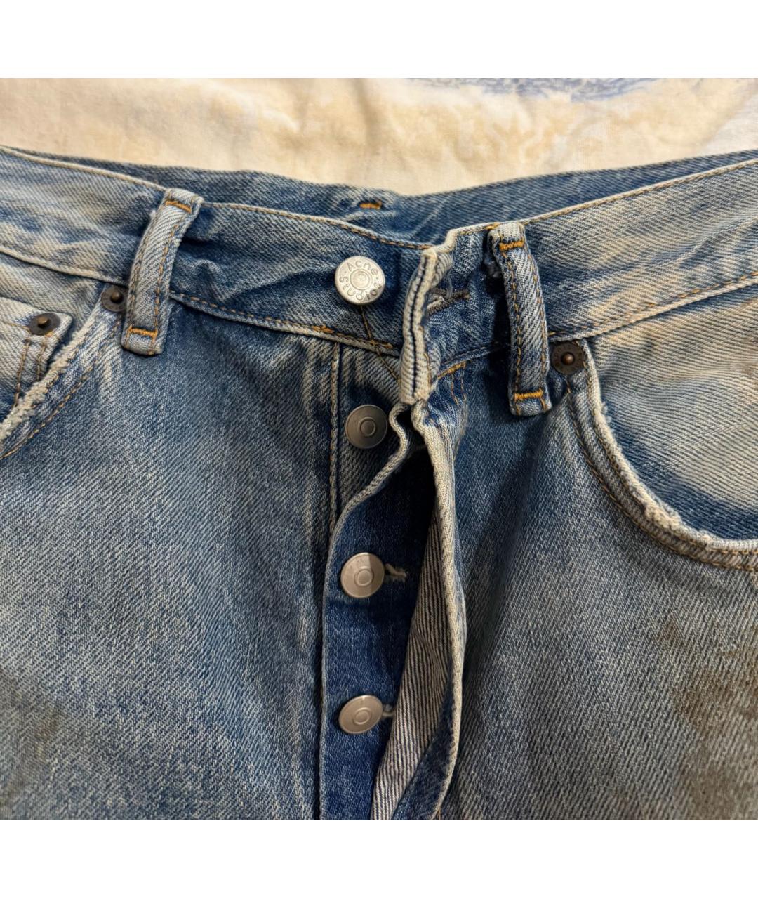 ACNE STUDIOS Голубые хлопковые прямые джинсы, фото 6