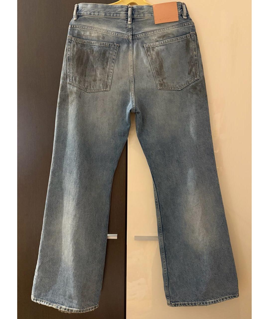 ACNE STUDIOS Голубые хлопковые прямые джинсы, фото 2