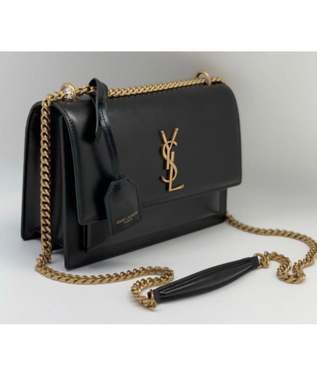 SAINT LAURENT Черная кожаная сумка через плечо, фото 3