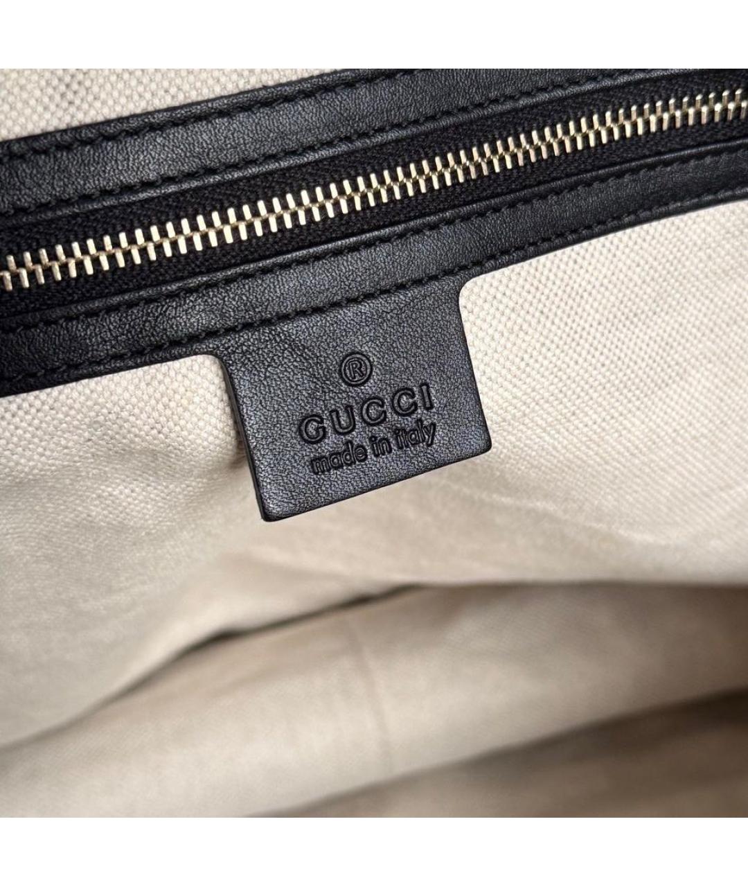 GUCCI Черная кожаная сумка тоут, фото 6