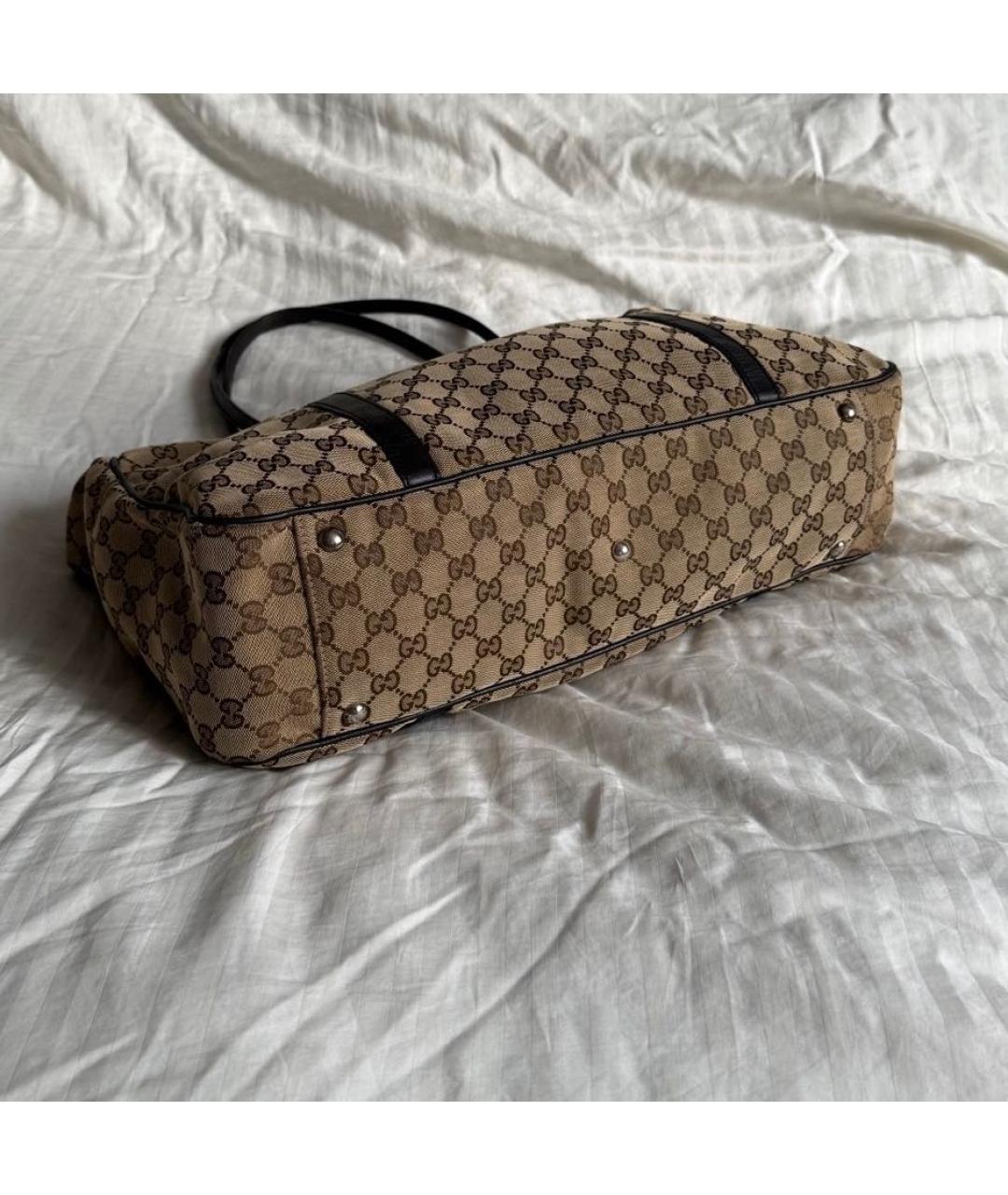 GUCCI Коричневая сумка тоут из канвы, фото 4