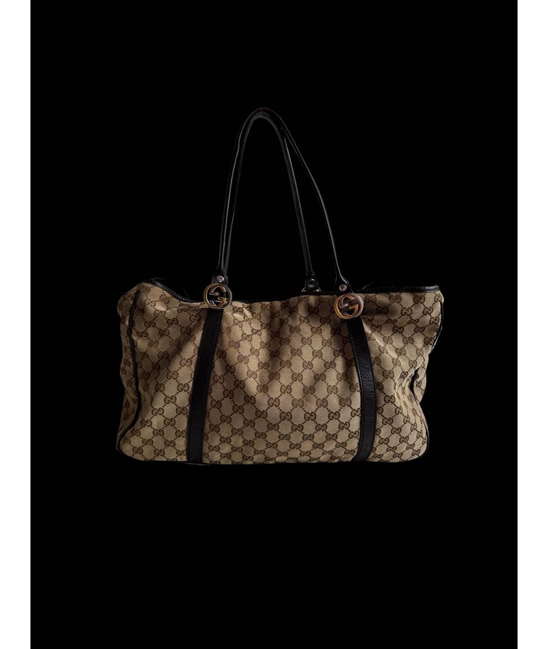 GUCCI Коричневая сумка тоут из канвы, фото 9